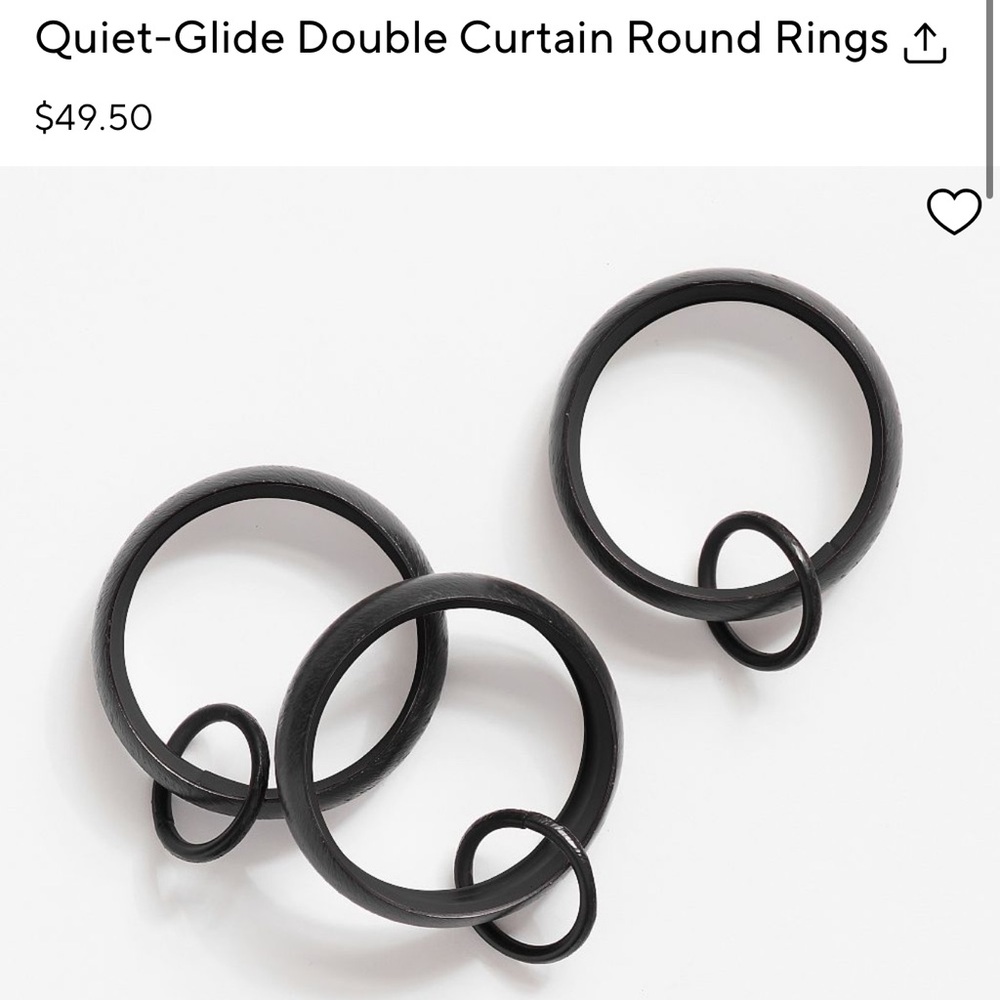 Pottery Barn Quiet-Glide Double Curtain Round Rings 3 Boxes - Picture 2 of 2